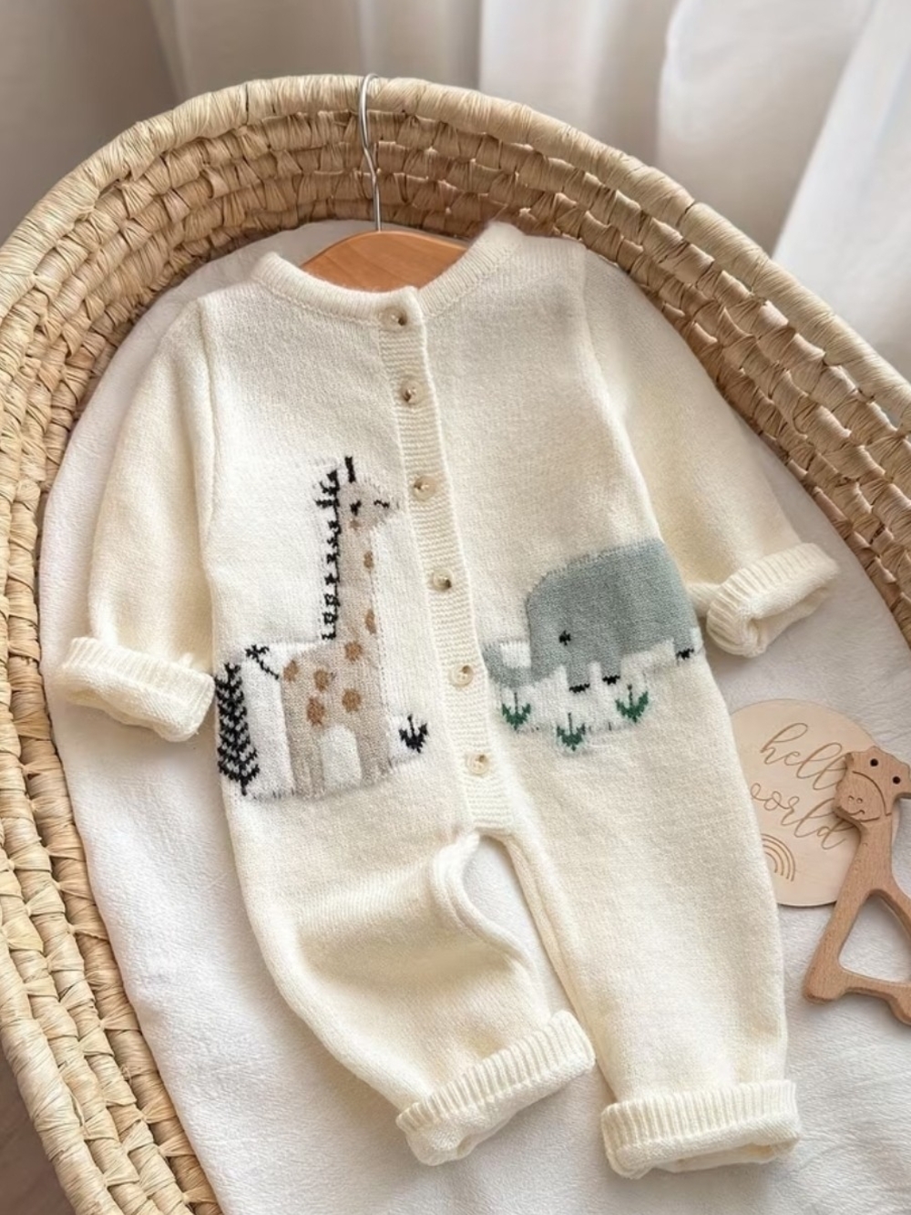 Boutique Zoo Animals Knit Sweater Romper Unisex